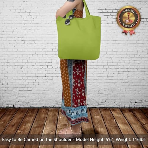 TOPDesign 1-Pack Super Strong Large 12oz Cotton Canvas Tote Bag, Reusable Grocery Shopping Cloth Bag, Fashionable Two-Tone Tote for Crafts, DIY Your Creative Designs - color: Light Green
