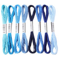 8 Skeins 6 Strands Blue Embroidery Floss Thread Polyester Variegated Gradient Cross Stitch Threads Friendship Bracelets String Bulk for Jewelry Making Hand Sewing Knitting Stitching Crafts - color: Blue
