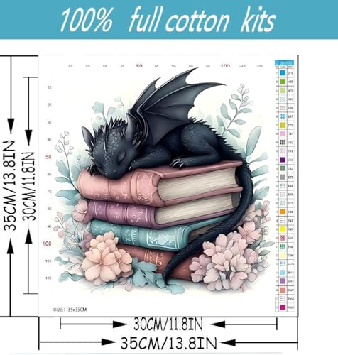 Dragon Stamped Cross Stitch Kits - Counted Cross Stitch Kits for Beginners Adults Needlepoint Cross-Stitch Patterns Dimensions Needlecrafts Embroidery Kits Arts and Crafts13.8inX13.8in - color: Cross Stitch-0331-3