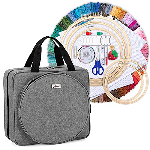 LoDrid Embroidery Kit, Embroidery Project Bag with Embroidery Kit, Gray - color: Gray