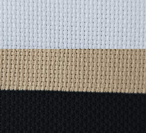 KCS 3 pc of 12" x 18" 18CT Counted Cotton Aida Cloth Cross Stitch Fabric (White+Khaki+Black) - color: White+khaki+black