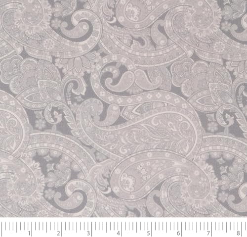 ROC-lon® 100% Cotton, 108" Wide, Preshrunk, Lightweight, Quilt Backing Fabric for Sewing and Craft Paisley Grey, 3 Yard Cut - color: Paisley Grey, size: 3 yard pre cut