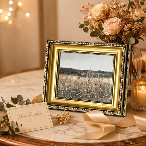 Gold Framed Vintage Wildflower Field Meadow Canvas Wall Art,9x11in - color: Wildflower Gold Framed, size: 11"L x 9"W