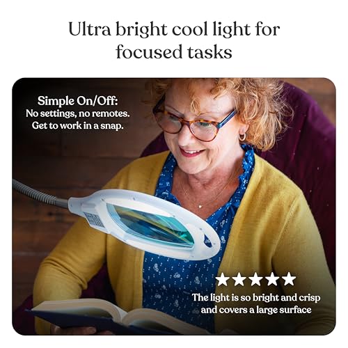 Brightech LightView Pro Magnifying Glass with Light and Stand, Magnifying Floor Lamp with Sturdy Weighted Base for Facials, Lash Estheticians, Bright LED Work Light for Sewing, Crafts - color: White, size: 5 Diopter (2.25x)