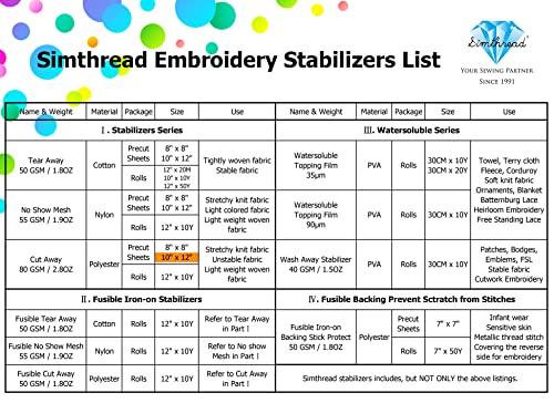 Cut Away Embroidery Stabilizer 10" x 12" 100 Precut Sheets Weight 2.8 OZ - color: White, size: 10"x12" 100pcs