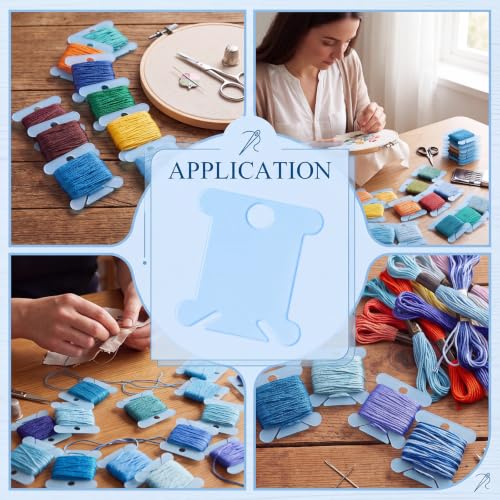 Tranqun 500 Pcs Plastic Embroidery Floss Bobbins, Thread Organizer,Blue - color: Blue