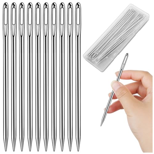 Sewing Needles for Upholstery, 4 Inch Length, 3mm Thickness, 10 Pieces - size: 4 IN