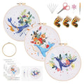 KEKEMEOW 3 Sets Embroidery Kit for Beginners, Stitches with Whale and Flowers, Embroidery Stitch Practice kit for Adults Craft Lover, Cross Stitch Kit with Pattern、Instruction、Hoop - color: whale