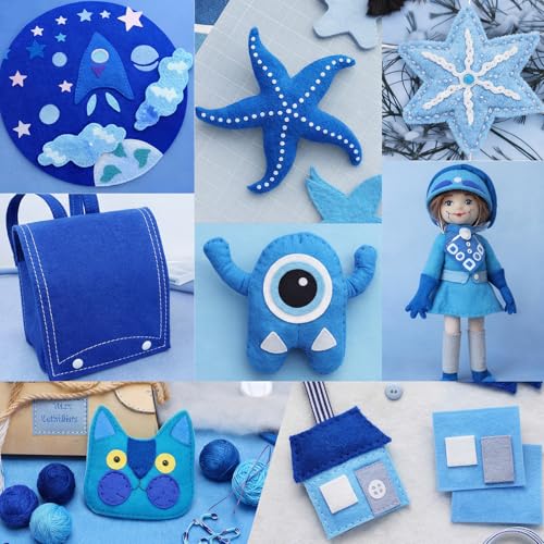 WILLBOND 12 Pcs Large Felt Sheets 37 x 20 Inch 1.2 mm Blue Series - color: Blue Series, size: 37 x 20 Inch