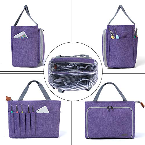 Luxja Crochet Yarn Storage Tote Bag, Purple - color: Purple