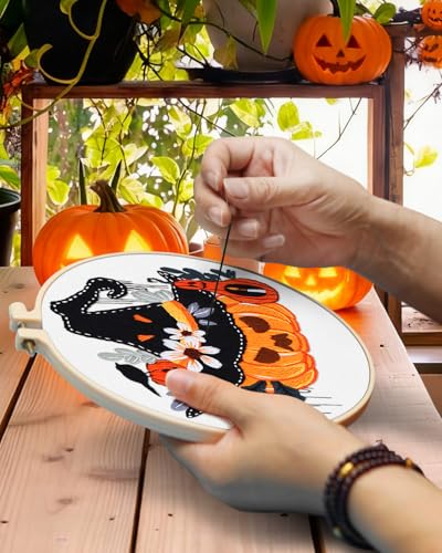 TINDTOP Halloween Embroidery Kit for Adult, Embroidery DIY Starter Kit - color: Halloween 5 Kits
