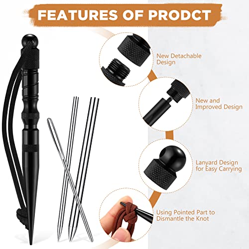 Shimeyao 12 Pcs 2026 Update Paracord FID Knotter Tools Set, Black - color: Black