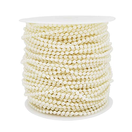 3MM Beaded Trim Ivory Crafts Faux Pearl Beads Garland Roll Strand 164FT - color: Ivory, size: 3mm