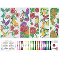 BEUNITONE 6 Pcs Cross Stitch Bookmark Kit for Beginner Vintage Flower Hand Embroidery Kit with Instruction Hummingbird Stamped Embroidery Bookmarks Handmade for DIY Crafts Book Lovers 8.5''x3'' - style: Hummingbird