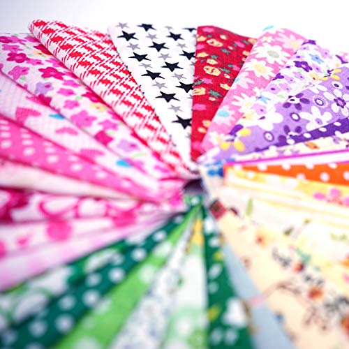 Phantomon 50pcs Cotton Fabric Craft Linen Square Precut Patchwork Sheets for Quilting, Sewing, Scrapbooking, Simplicity Patterns (4Inch x 4Inch) - size: 4Inch x 4Inch