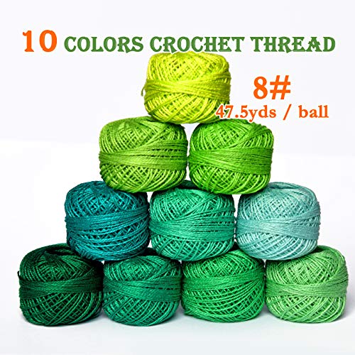 Crochet Thread 10 Balls Cardinal Size 8 for Crochet Hardanger Cross Stitch Needlepoint Hand Embroidery (Cayon Series) - color: cayon series