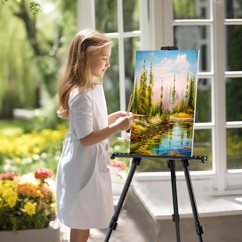 RRFTOK 17-66 Inch Adjustable Art Easel Stand for Painting and Sign, Black - style: 66B 1-Pack