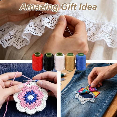 Complete Sewing Kit for Adults with 37 Stainless Steel Needles for Hand Sewing - Big Eye Steel Needles Set Includes Sewing Supplies, Thread & Portable Bag for Crafts.
