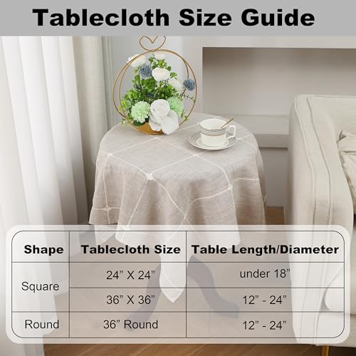 Gernaice Small Square Tablecloth Plaid End Table Cloth 36" x 36" Brown - color: Brown, size: 36" x 36" (Square)