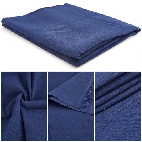 59 Inch Navy Blue Linen Cotton Quilting Fabric by The Yard Canvas Embroidery Tape Blend Cloth Material Needlework Fabrics for Sewing Making Napkins Upholstery Garments Decor Crafts Supply - color: Navy Blue, size: 1500x1000mm