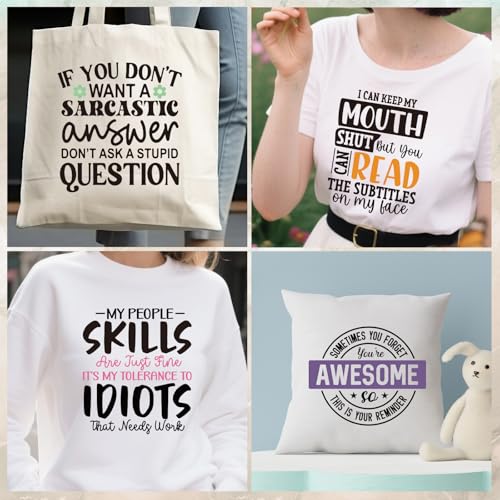 Wxiben Sarcastic Iron on Transfers for T-Shirts - 20 Sheets Funny Snarky Dtf Transfers Ready to Press Humorous Quotes Iron on Patch Decals Heat Transfer Vinyl Stickers for Clothing Hoodie DIY Crafts - style: Humorous Quotes