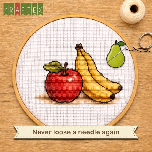 Kraftex Magnetic Needle Minder. Needleminder for Embroidery & Sewing. Cute Needlepoint Accessories. Magnetic Needle Holder for Cross Stitch. Cute Magnet Pin Gift - color: Fruits PBA