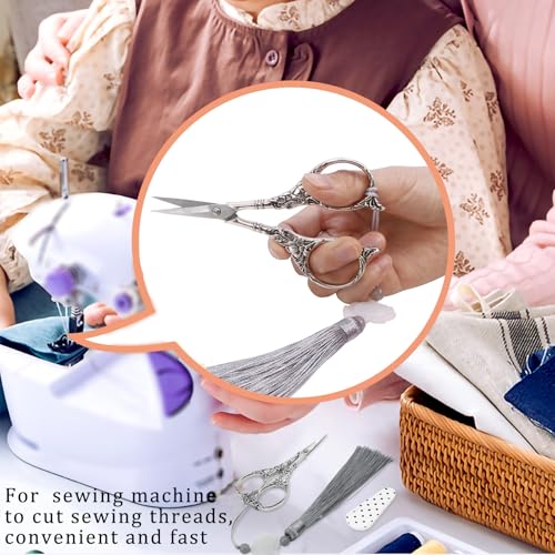 BIHRTC 4.5Inch Needlepoint Scissors Sharp Embroidery Scissor with Cover Tassel Stainless Steel Precision Shears Crochet Cross Shears for Beading Sewing Machine DIY Artwork Knitting - size: 4.5inch, style: Style 1381