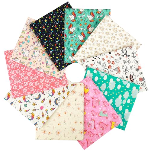 Craftido -25 Options- 100% Cotton Quilting Fabric Bundles 10pcs Fat Quarters 18”x21”-Medium Weight 5.2 oz- Soft Cotton for Quilting, Sewing Project, Patchwork, DIY Crafts – Day Dreaming - color: Day Dreaming