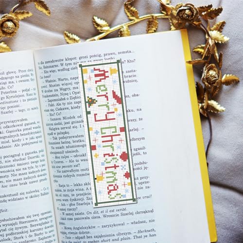 FREEBLOSS 6 Set Cross Stitch Bookmark Counted Cross Stitch Kit with 6 Different Christmas Patterns Embroidery Kit with Instruction DIY Bookmark Kit for Gift Adults 8''x2.4'' - style: Christmas