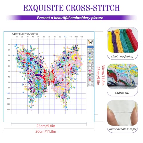 ZuoAnLF Cross Stitch Kits for Adults,14CT Stamped Cross Stitch Kits for Beginner,DIY Needlepoint Embroidery Patterns Kits Embroidery Patterns for Gift Home Wall Decor 12x12 Inch