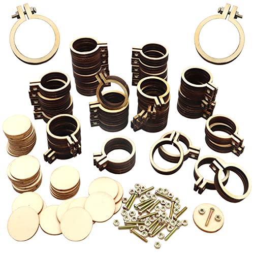 ZOCONE 40 Packs Mini Embroidery Hoops, Small Ring Tiny Embroidery Hoops, Round Wood Hoops for DIY Pendant Embroidery Necklace Jewelry Pendant and Keychain - style: 40 Pack Round Hoops