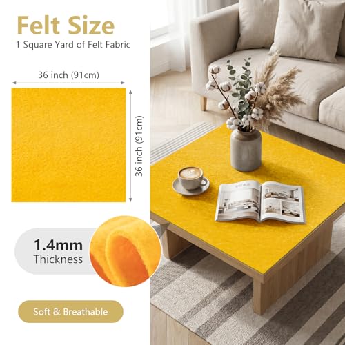 Mustard Yellow Soft Felt Sheet 36'' X 36'', 1.4mm Felt Fabric Sheet for DIY - color: Mustard Yellow