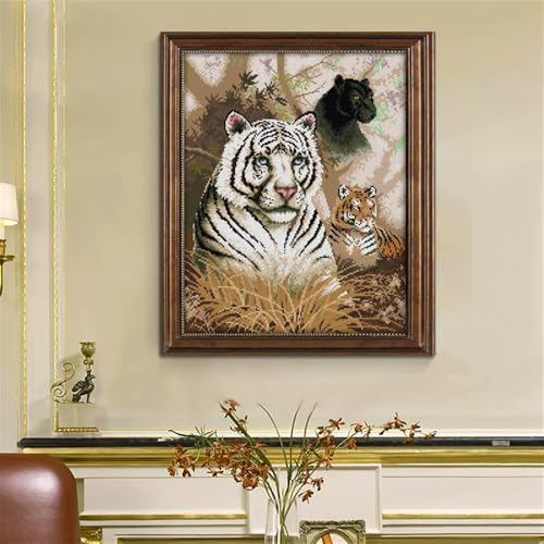 JOYSEWING Tiger Stamped Cross Stitch Kits for Adult Beginners,Pre-Printed Cross-Stitch Needlepoint Kits for Beginners Embroidery Kits 14CT Cross Stitch Patterns- (Beast(14CT) 14.96 ×18.11 inch) - color: Beast(14CT) 14.96 ×18.11 inch