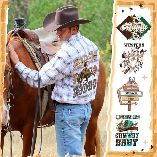 Yuntau 30 Pcs Western Iron on Transfers Patch, Cowboy DTF Vinyl Decal - style: Western Cowboy