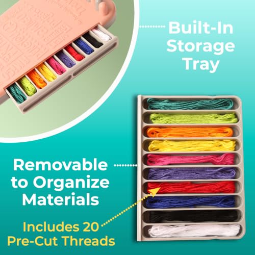 Choose Friendship Bracelet Making Kit – 20 Pre-Cut Threads, Portable Loom with Storage, Makes 8 Bracelets, Craft Gift for Kids Ages 8+, Blush Pink “Macaroon” - color: Macaroon