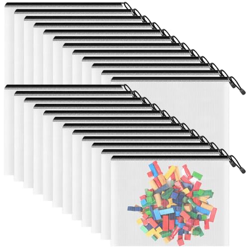 Smarpau A5 Mesh Zipper Pouches Bags, 24 Pack Reusable Storage Ziplock Bags - color: Black, size: A5-9.5x7.1in