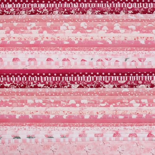 Threadart Pink Prints Jelly Roll - 40 Precut 2.5" Cotton Strips - color: Pink Prints