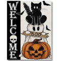 VIGEGU Halloween Stamped Cross Stitch Kits for Adults Beginners 12x16 inch - color: Black Cat Ghost Cross Stitch