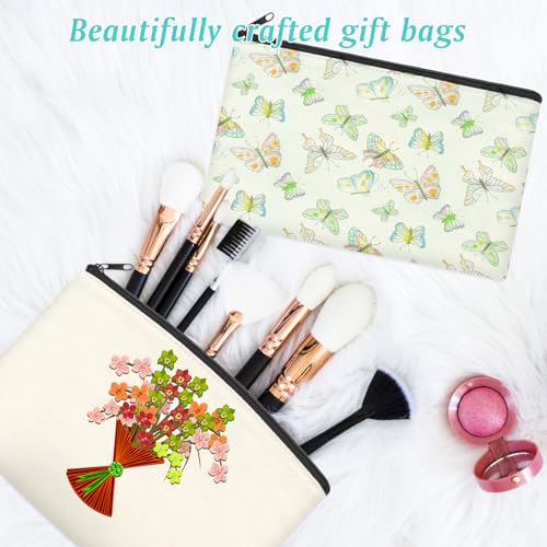 ZeeDix Small Canvas Zipper Pouch for Makeup Pencil Travel Storage 8.3x5 In - color: Beige, style: 24 Pcs