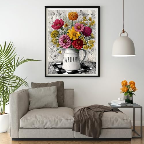 Moohue 14ct Counted Stamped Cross Stitch Kits for Adults Flowers Printed Cross Stitch Patterns Art Crafts Cross Stitch Supplies (Flowers 13) - color: Flowers 13