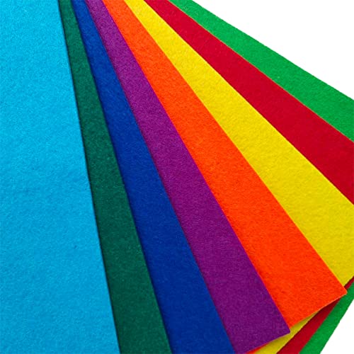 Jtnohx Stiff Felt, 2mm Thick Felt Sheets for Crafts, 8"x12" Hard Felt Fabric Squares 8Pcs for DIY Projects (Rainbow Color Series) - color: Rainbow Color Series