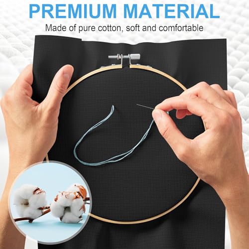 Cross Stitch Fabric 14 Count Aida Cloth 28 x 19 Inch Large Size Classic Reserve Cross Stitch Supplies Embroidery Fabric for Home DIY Craft Decoration Handmade, Black - color: Black, size: 14 CT 28 x 19In