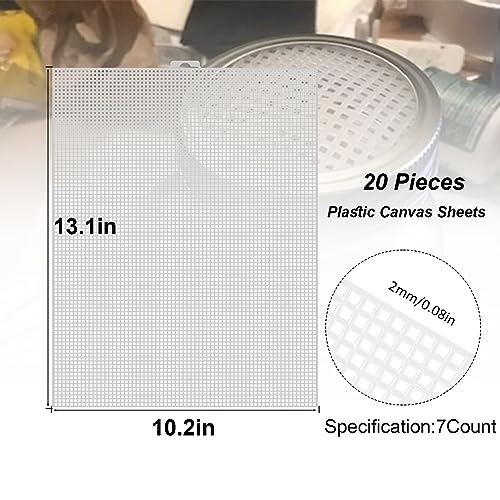 20 Pieces 7 Count Plastic Canvas Sheets, 10.2x13in Plastic Mesh Sheet - size: 10.2x13-20pcs