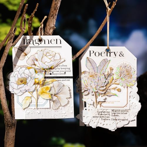 60 Pcs Gold Foil Floral Stickers for Scrapbooking and Journaling - color: Subtle Blooms