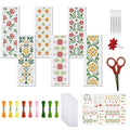 FREEBLOSS 6 Set Cross Stitch Bookmark Kits 11CT 8"x2.4" Flower and Leaves - style: Simple flower branches