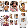 8 PCS Blessed Black Woman Heat Press Decals Iron On Transfer Vinyl Stickers