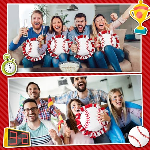 Weysat 6 Sets Baseball Tied Pillow Craft Kit DIY Orange Red White Baseball Shaped Pillow Craft Gifts with PP Cotton for Sports Theme Party Game Day Room Decor VBS School Favors Classroom Giveaways - style: Baseball