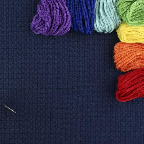 Essentials By Leisure Arts Aida Cloth, 18 Count, Navy, 3pc, Bulk, Cross Stitch Fabric, Embroidery Fabric, Cross Stitch Supplies for Crafting, Stitching, and Sewing Projects 30x36 - color: Navy