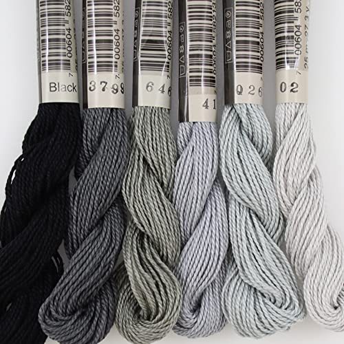 KCS 162 Yards(150 Meters) Mercerized Pearl Cotton Crochet Needlepoint Thread,Size 5,6 skeins,Mixed Color 02 - color: 6color02, size: 6 skeins