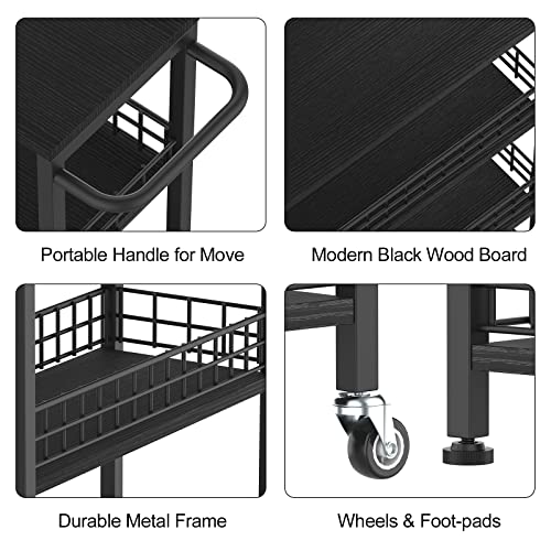 NOVIMANGO Slim Rolling Storage Cart, for Bathroom Small Spaces, Black - color: Black